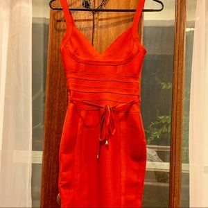 Meilun red bandage strap dress